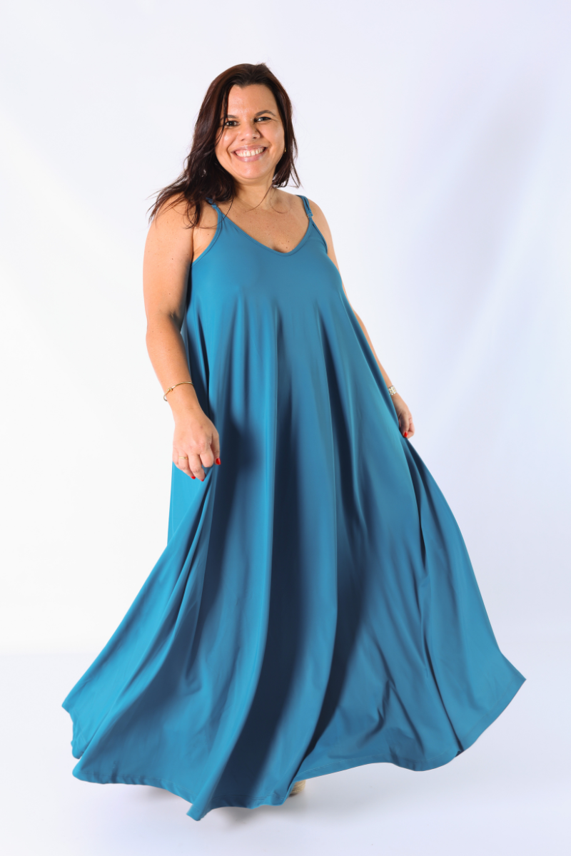 Robe à Bretelles Réglables Bleu Pétrole – RUGA