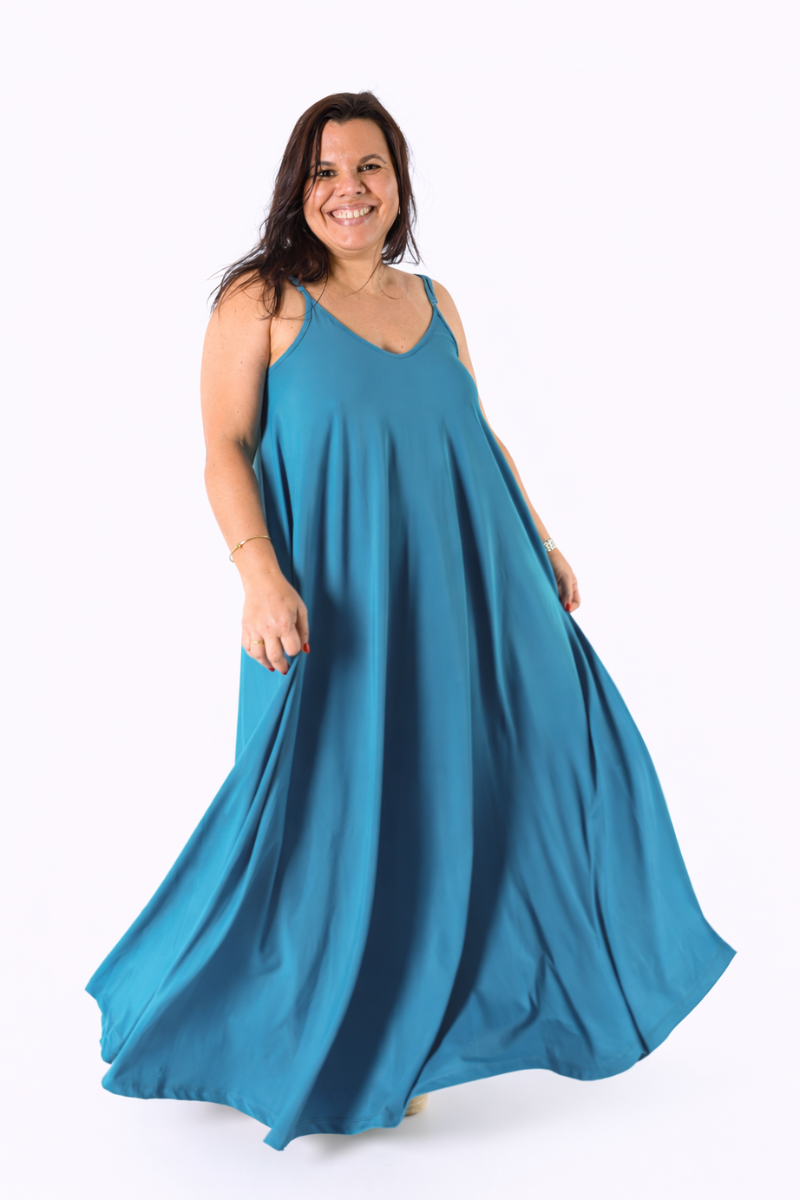 Robe à Bretelles Réglables Bleu Pétrole – RUGA