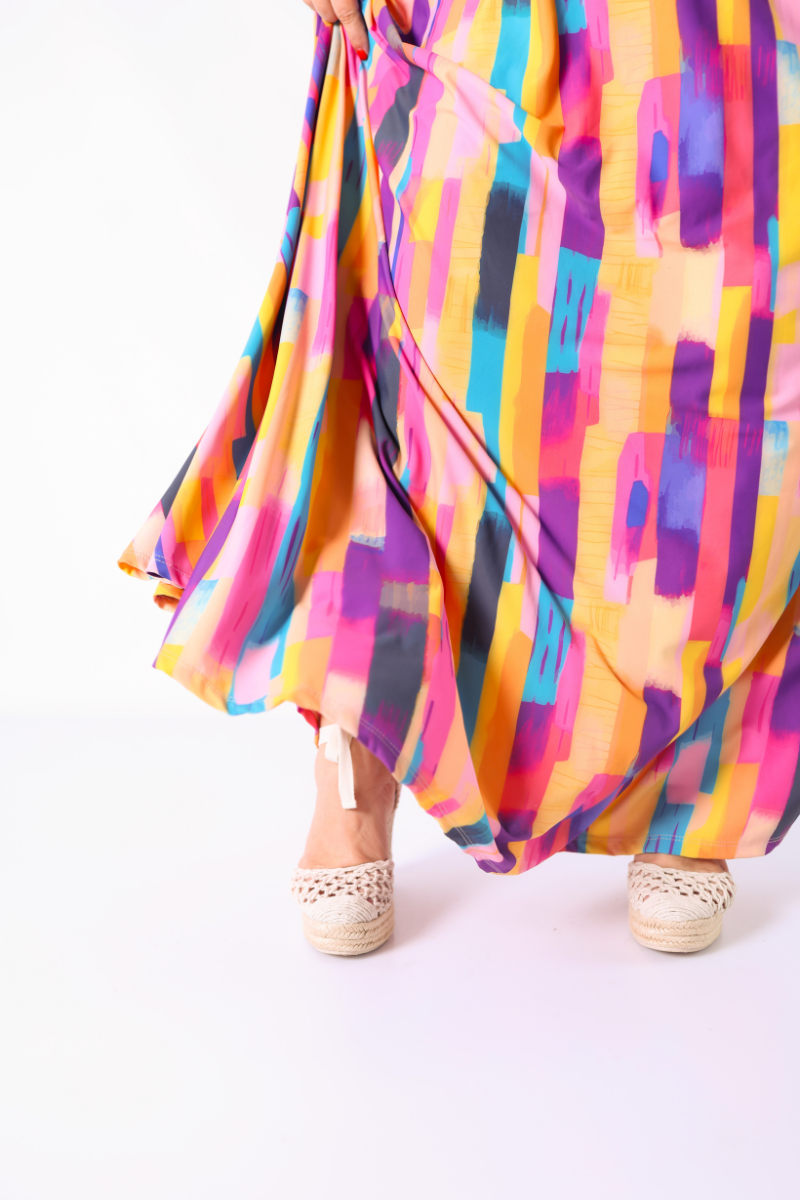 Vestido alças finas com padrão geométrico - RUGA