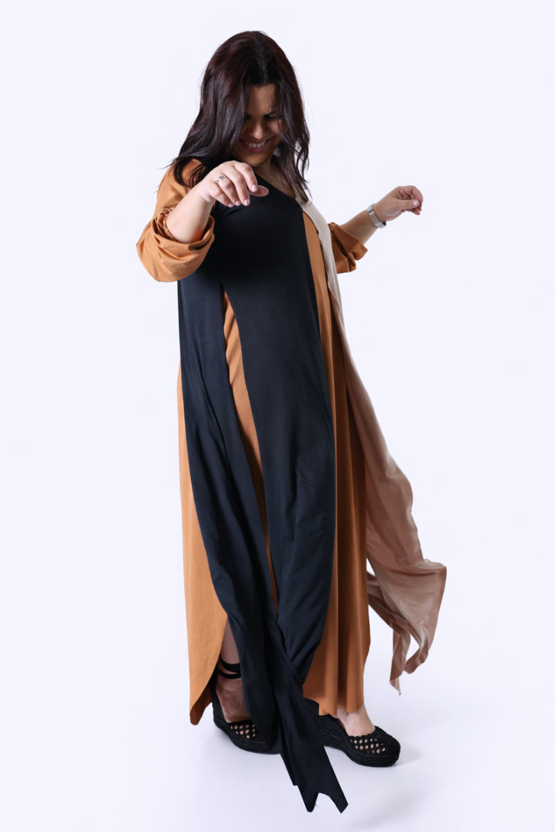 Vestido Tropical Brasil Lycra Butterfly Caramelo