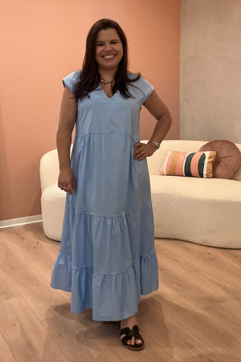 Vestido Topo Canalé con Contraste - RUGA