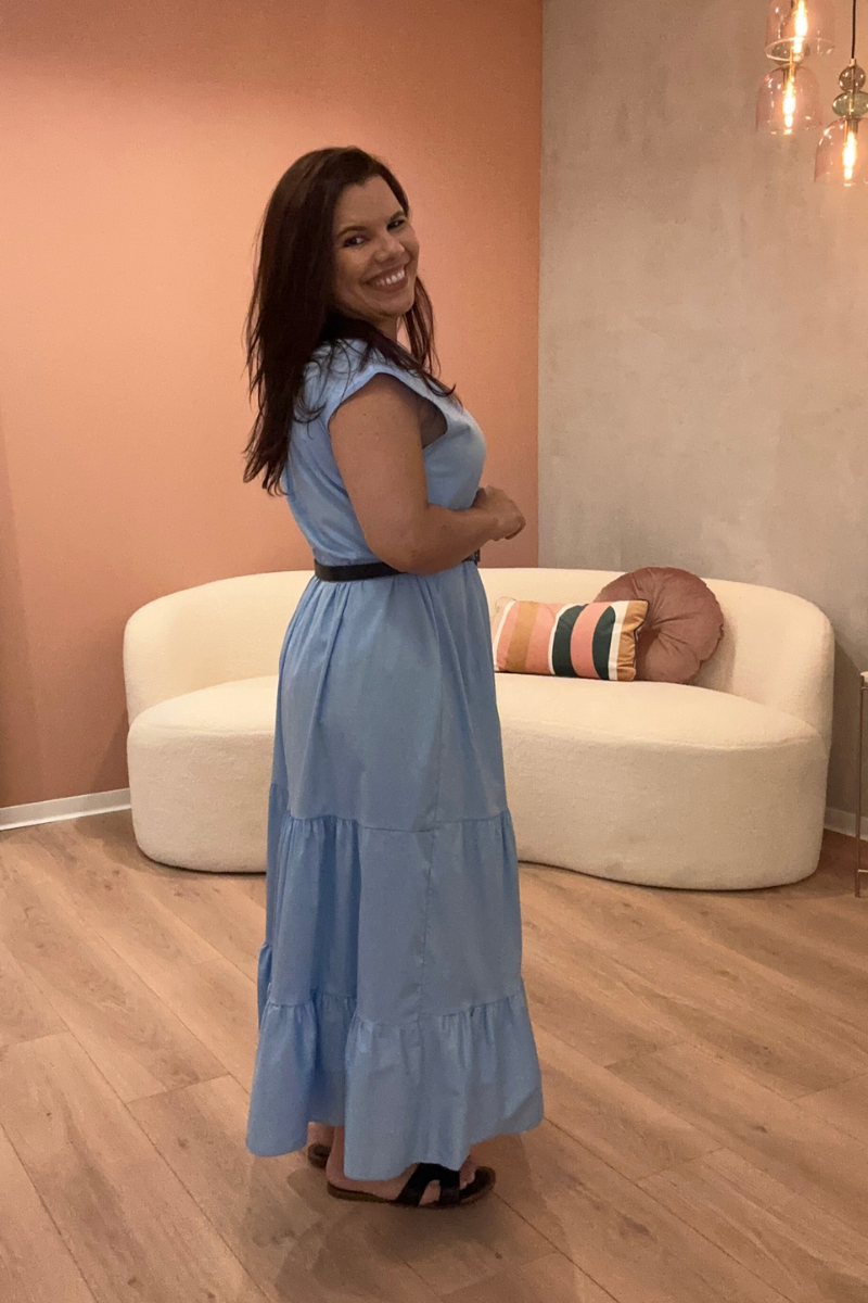 Vestido Topo Canalé con Contraste - RUGA