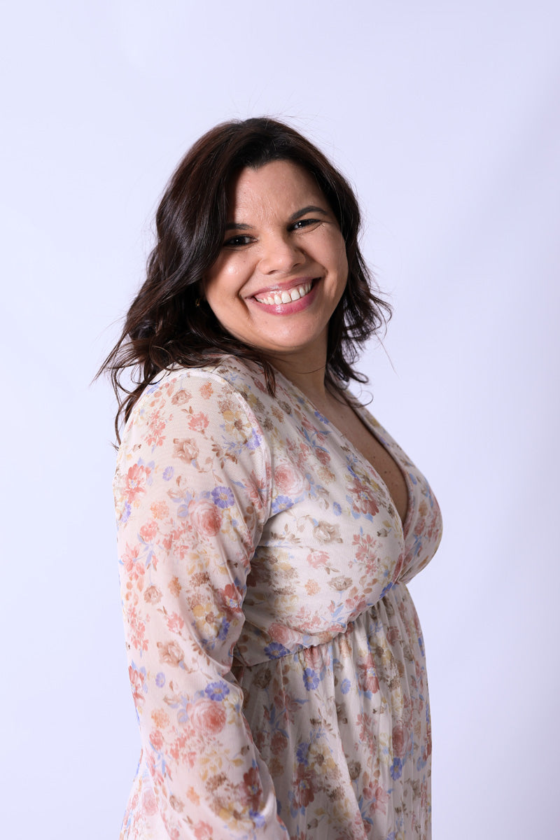 Vestido Plissado Floral