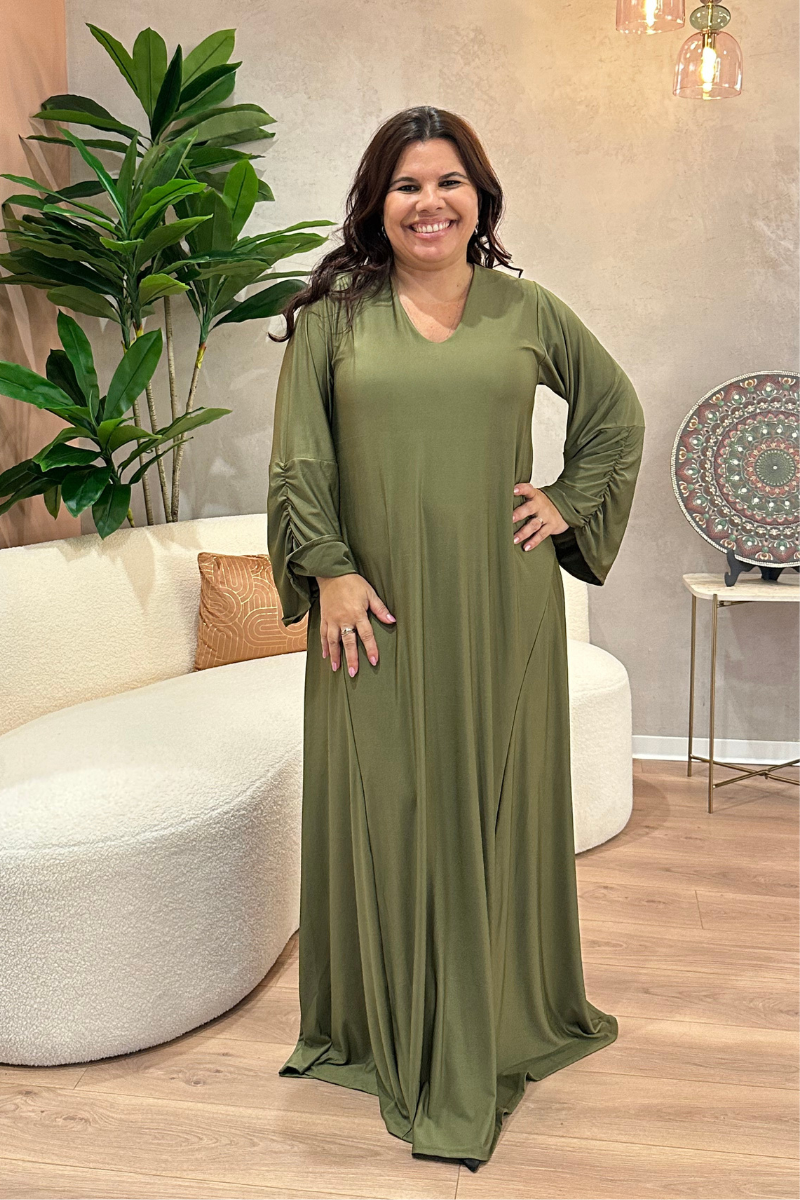 Vestido Tropical Brasil Lycra Oliva Verde