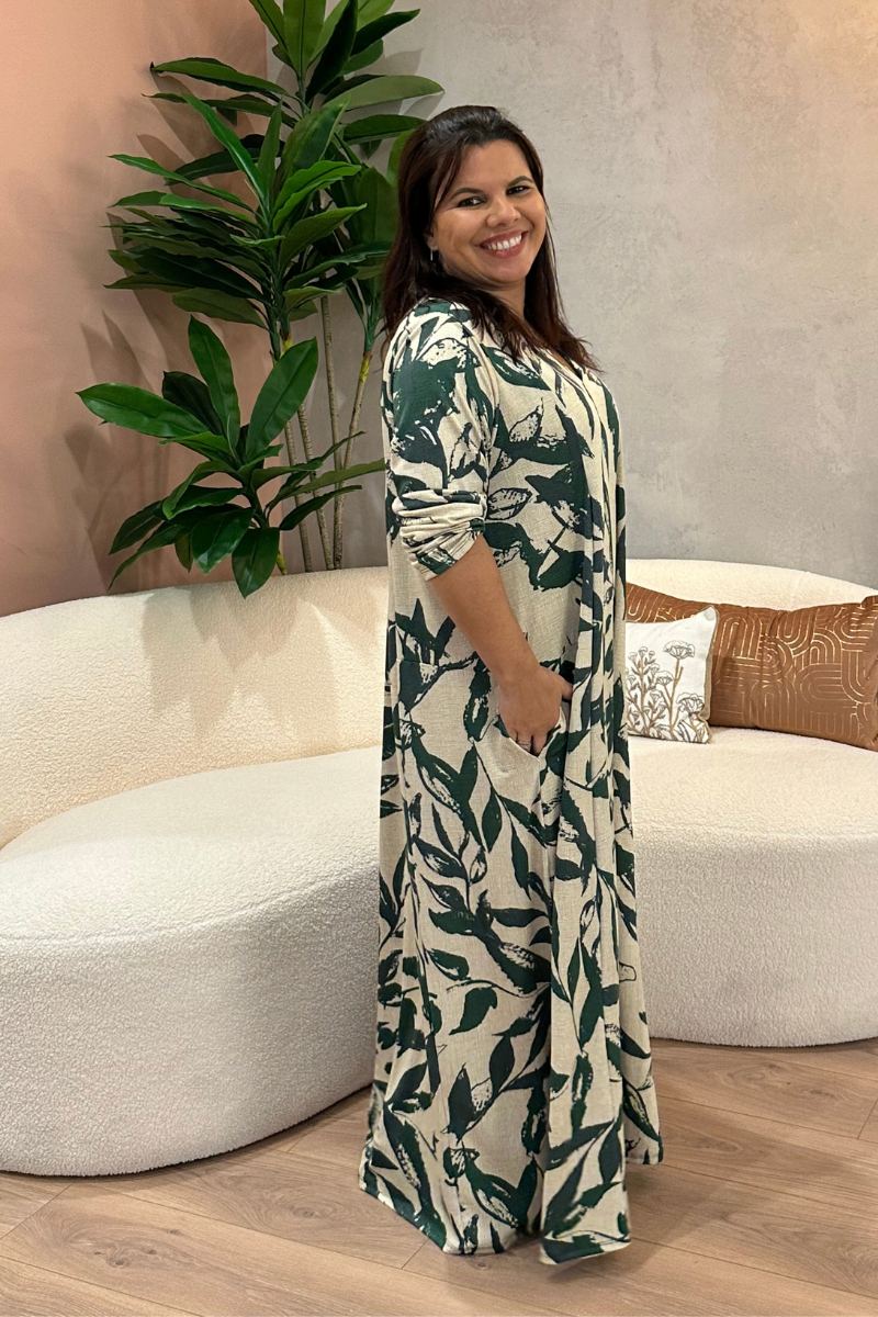 Vestido Tropical Brasil Premium Flora Verde