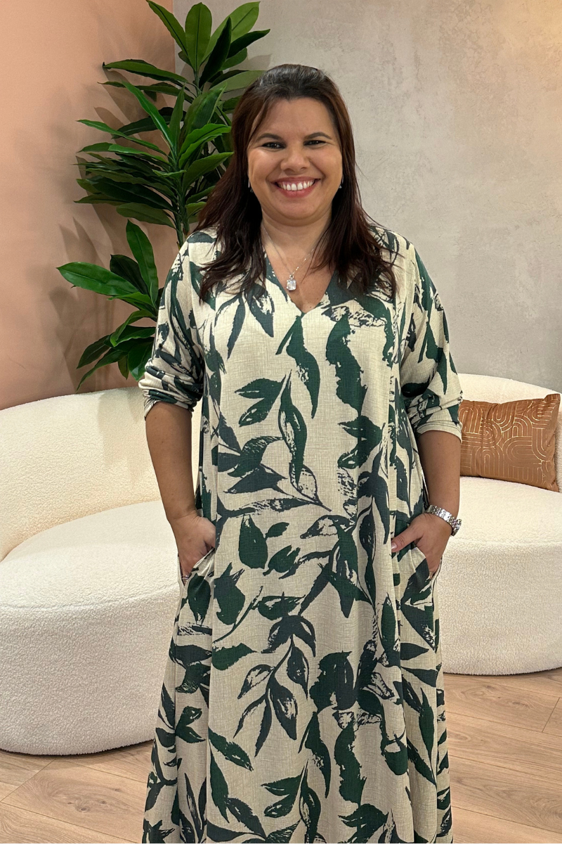 Vestido Tropical Brasil Premium Flora Verde