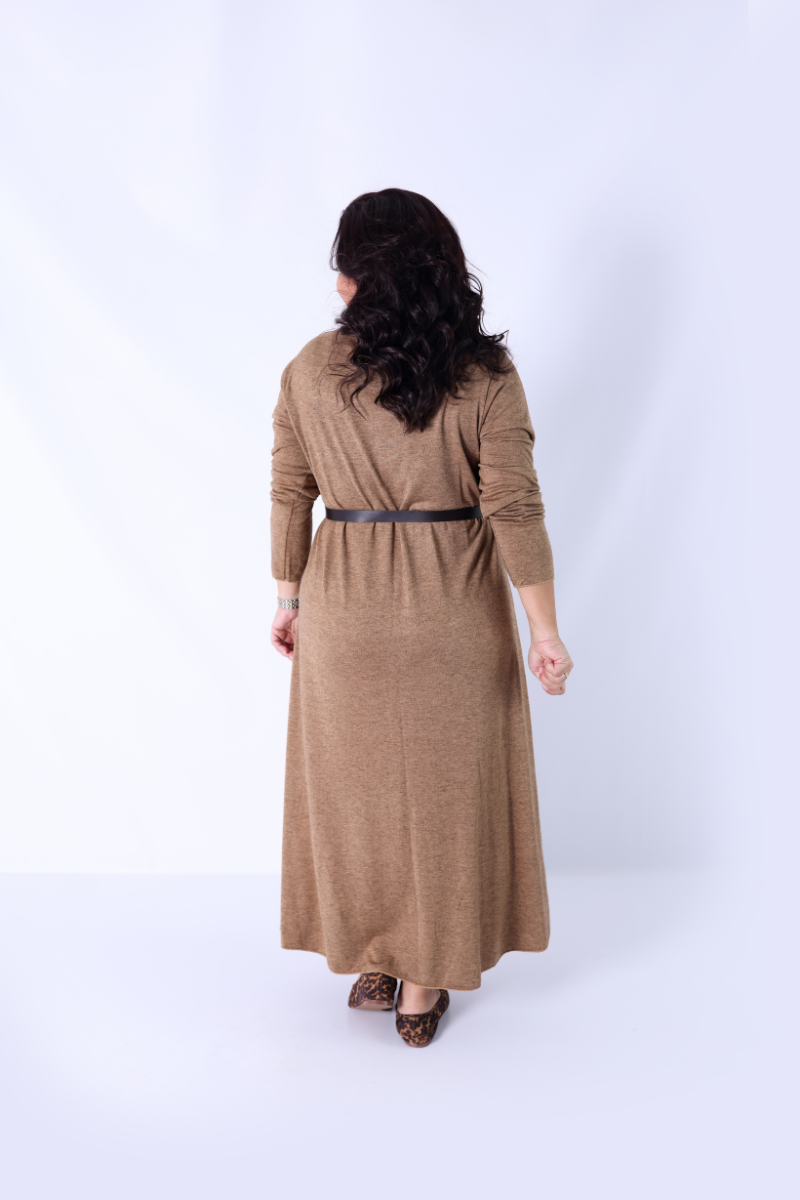 Vestido Malha Sina Camel