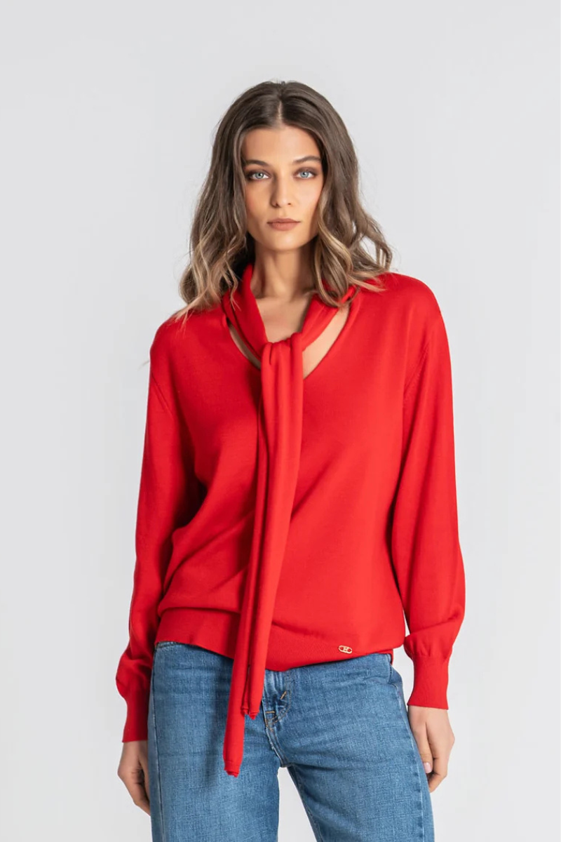 Camisola Rüga com Laço Vermelho