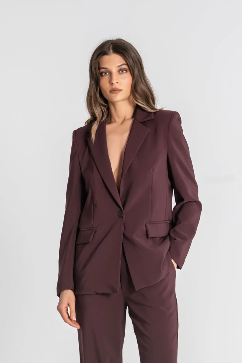 Blazer Rüga com Botão Beringela