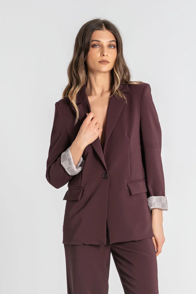 Blazer Rüga com Botão Beringela