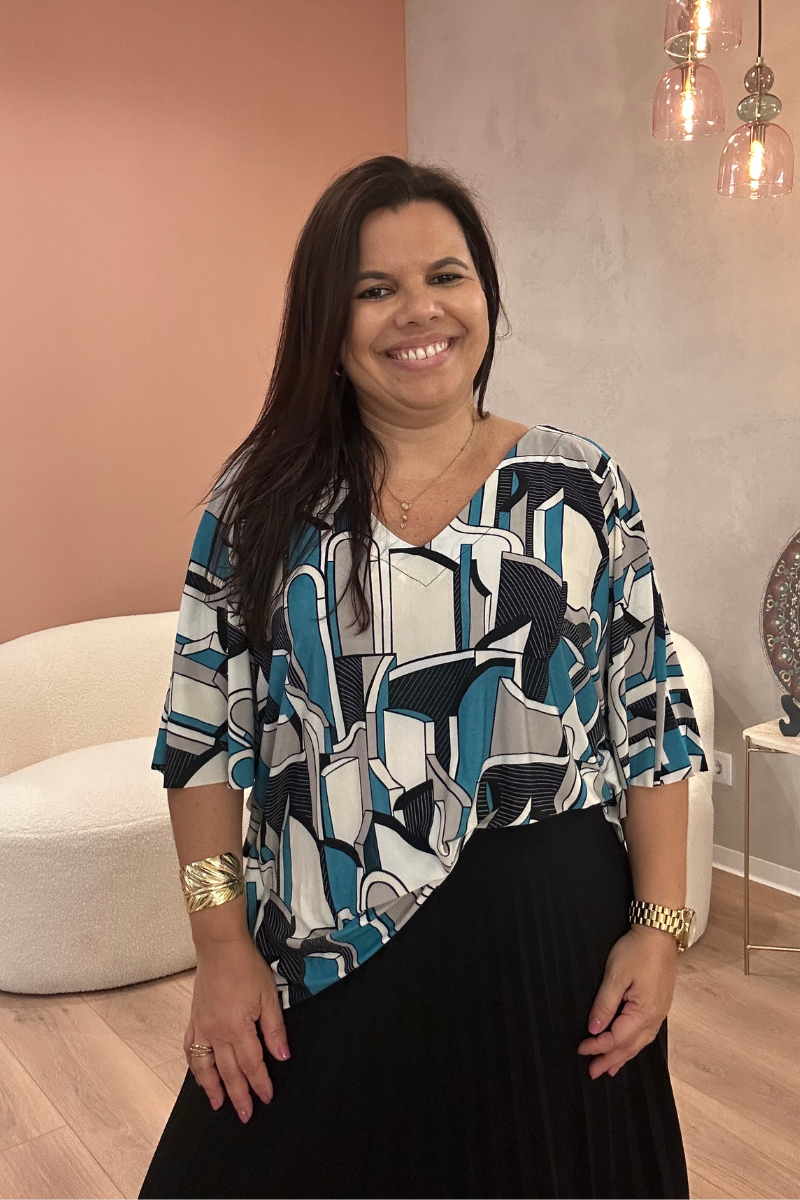 Blusa Tropical Brasil Geométrica Azul