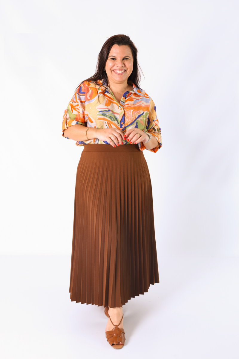 Blusa Botão Abstrata Laranja