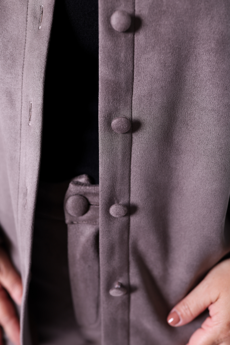 Camisa Oversize com botões Taupe - RUGA