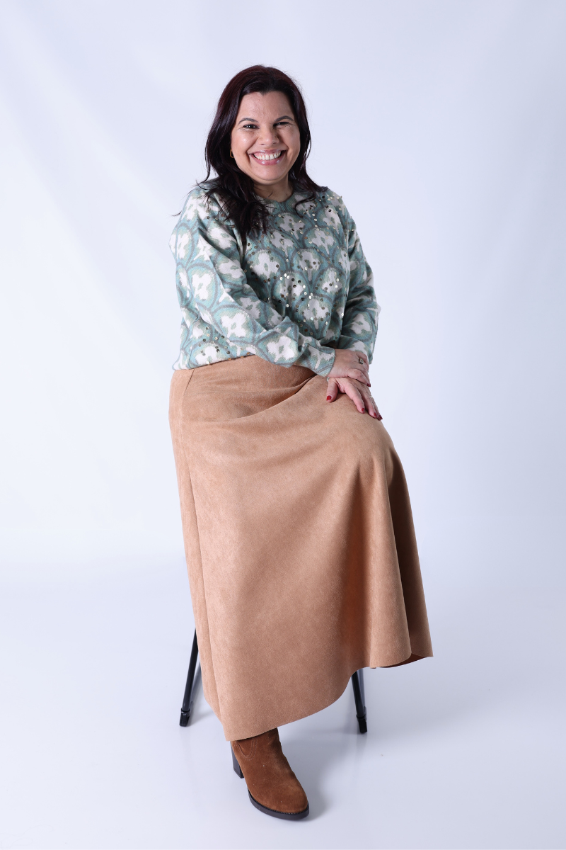 Pull en Maille Vert à Sequins