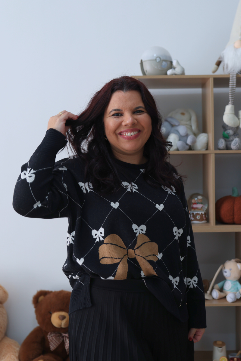 Camisola Natal Preta Laço - RUGA