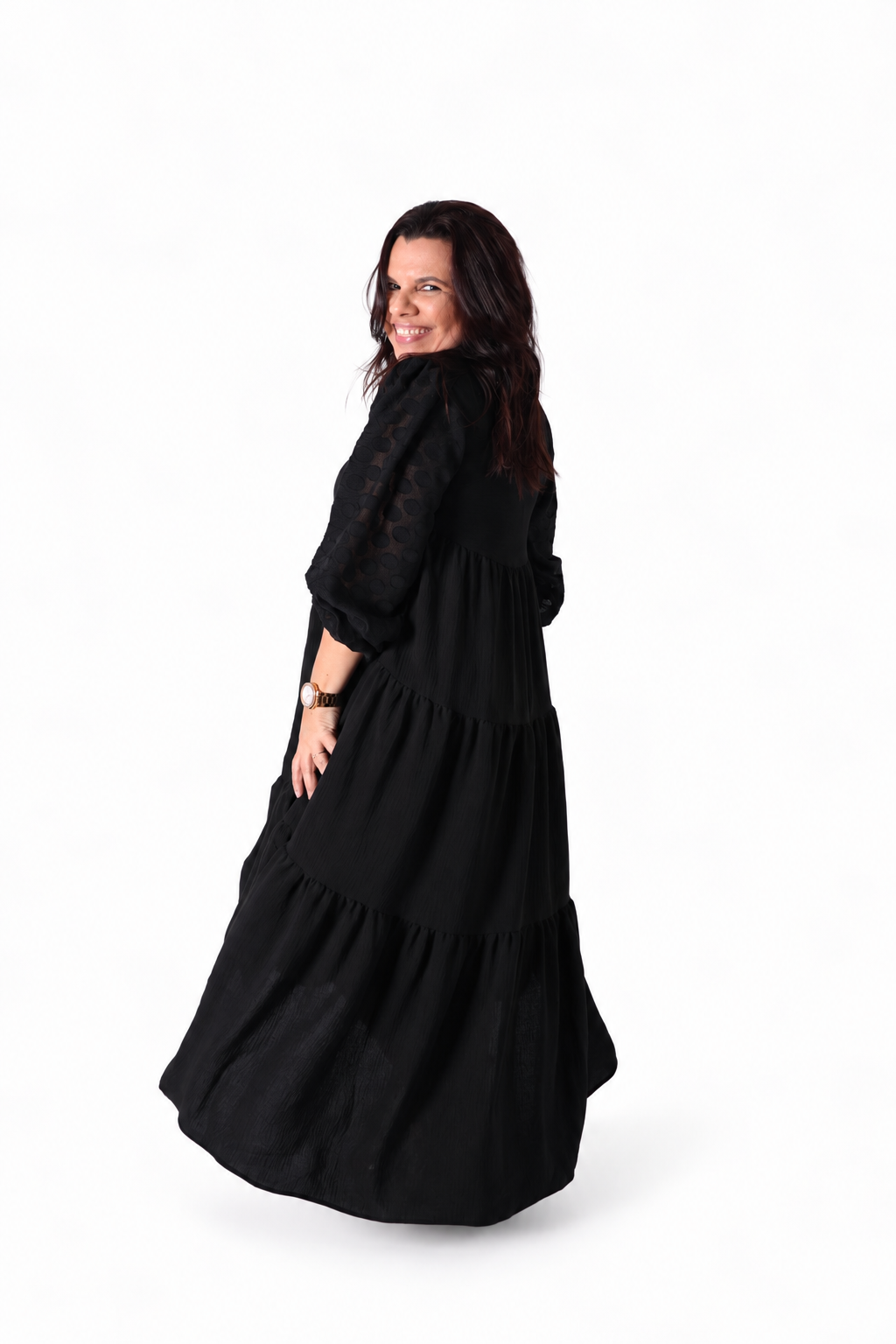 Vestido con Volantes Negro – BOHOME
