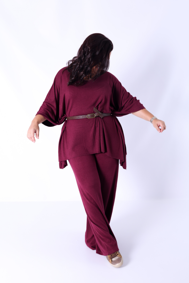 Conjunto de Punto Lena Burdeos