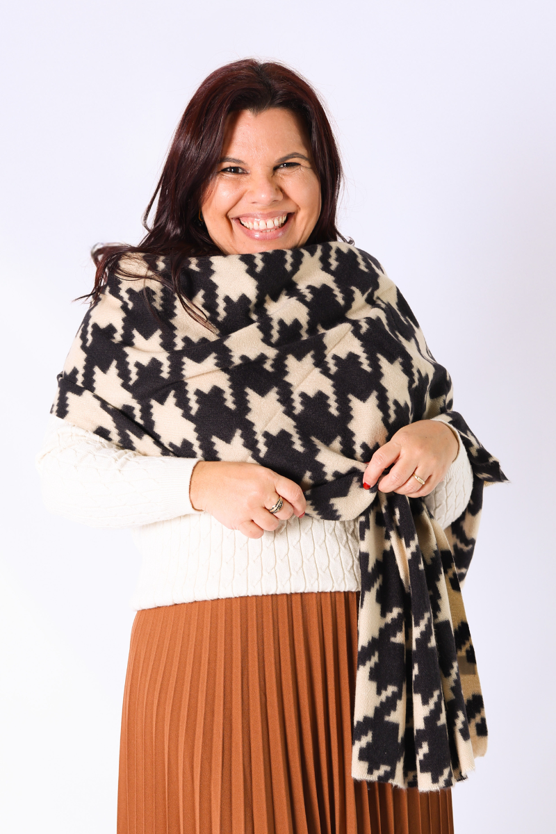 Echarpe Geométrica Crú