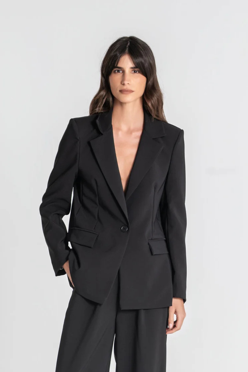 Blazer Rüga com Botão Preto