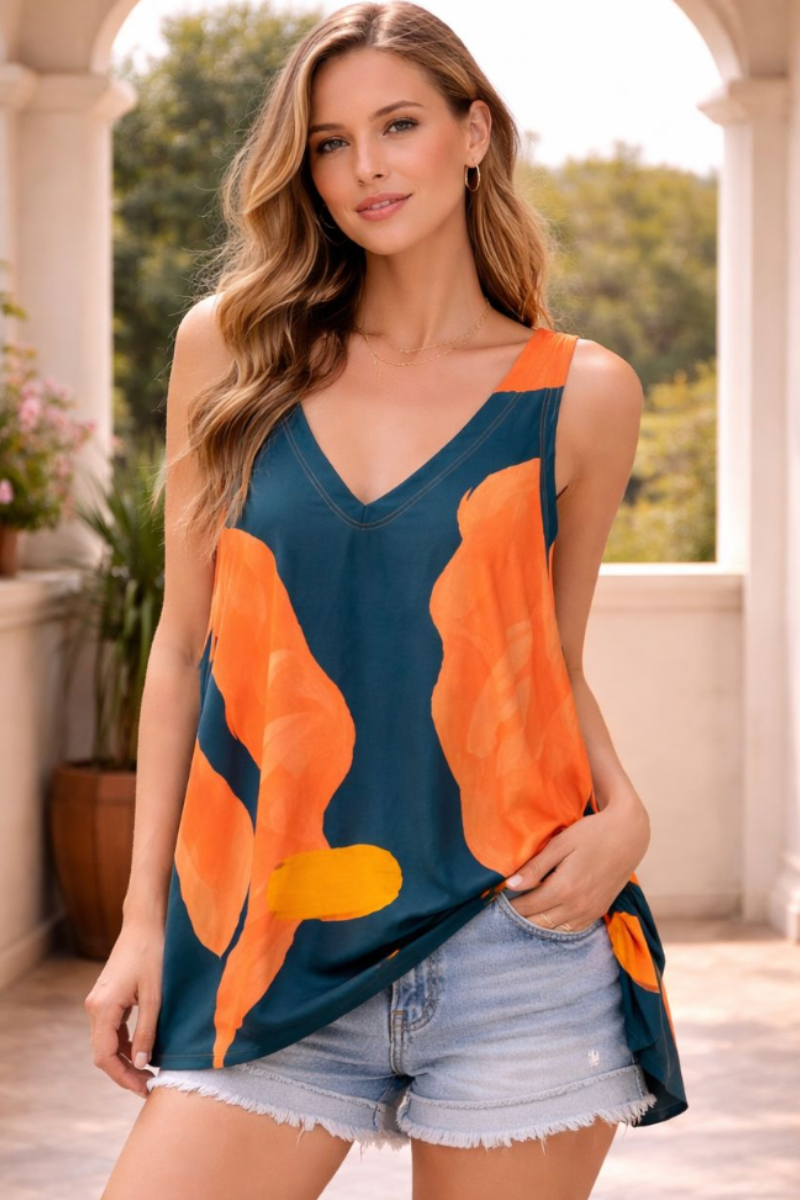 Blusa Tropical Brasil Laranja e Verde