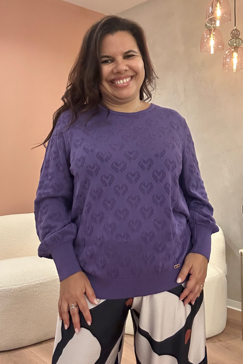 Camisola Rüga Corações Perfurados Roxo