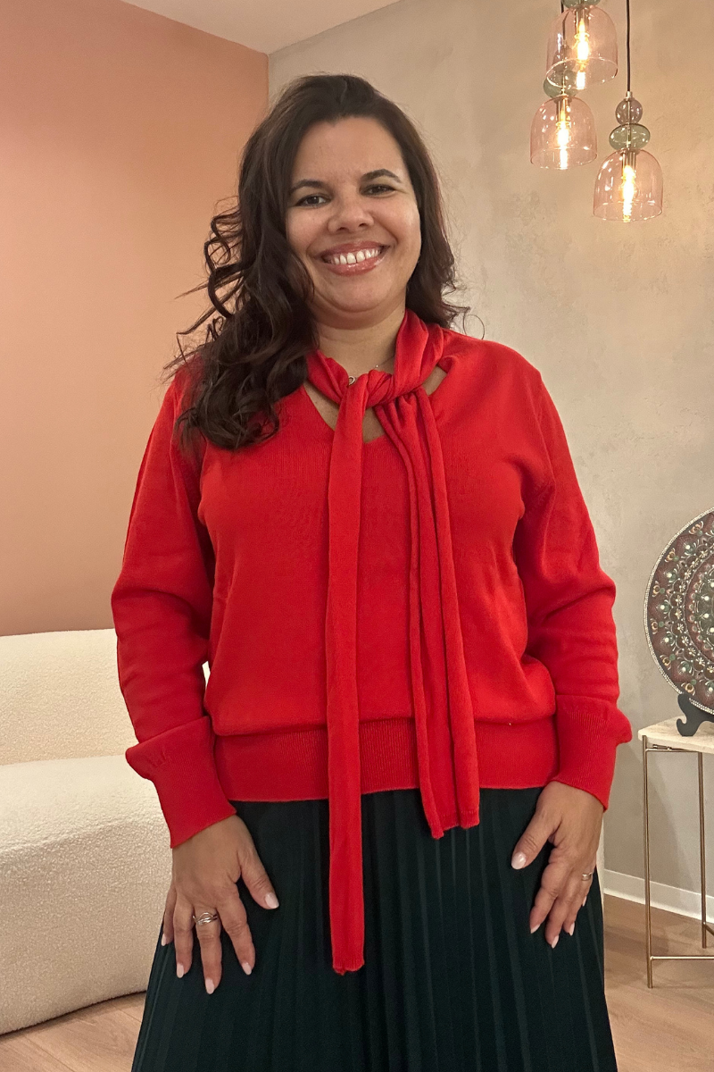 Camisola Rüga com Laço Vermelho