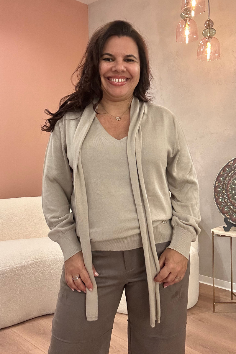 Camisola Rüga com Laço Beige