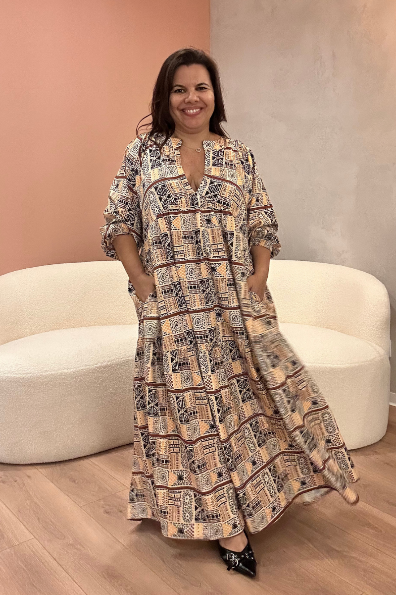 Vestido Bohome Étnico Camel