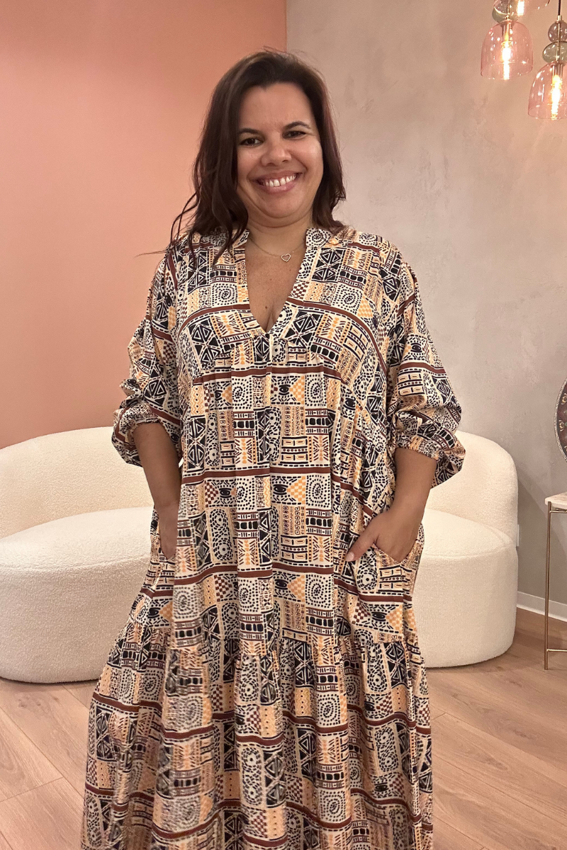 Vestido Bohome Étnico Camel