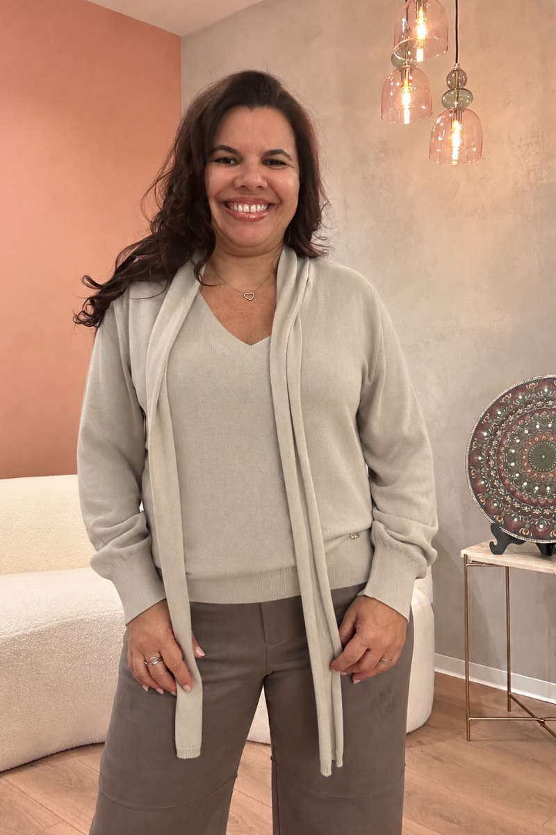 Camisola Rüga com Laço Beige