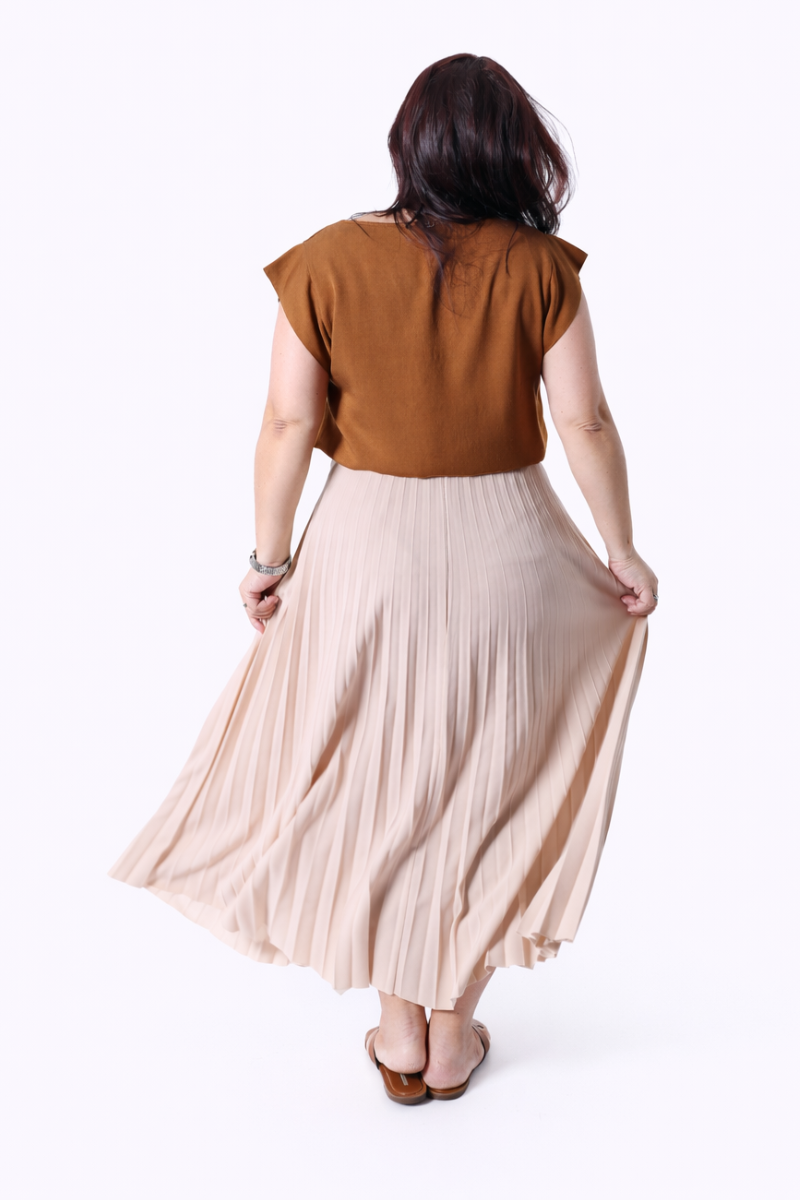 Saia Plissada Lara Areia