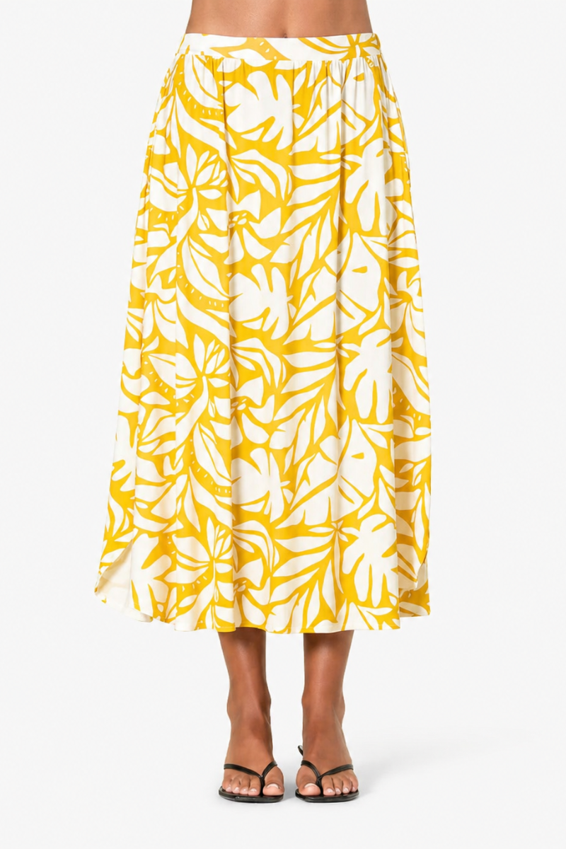 Saia Rüga com padrão floral amarela