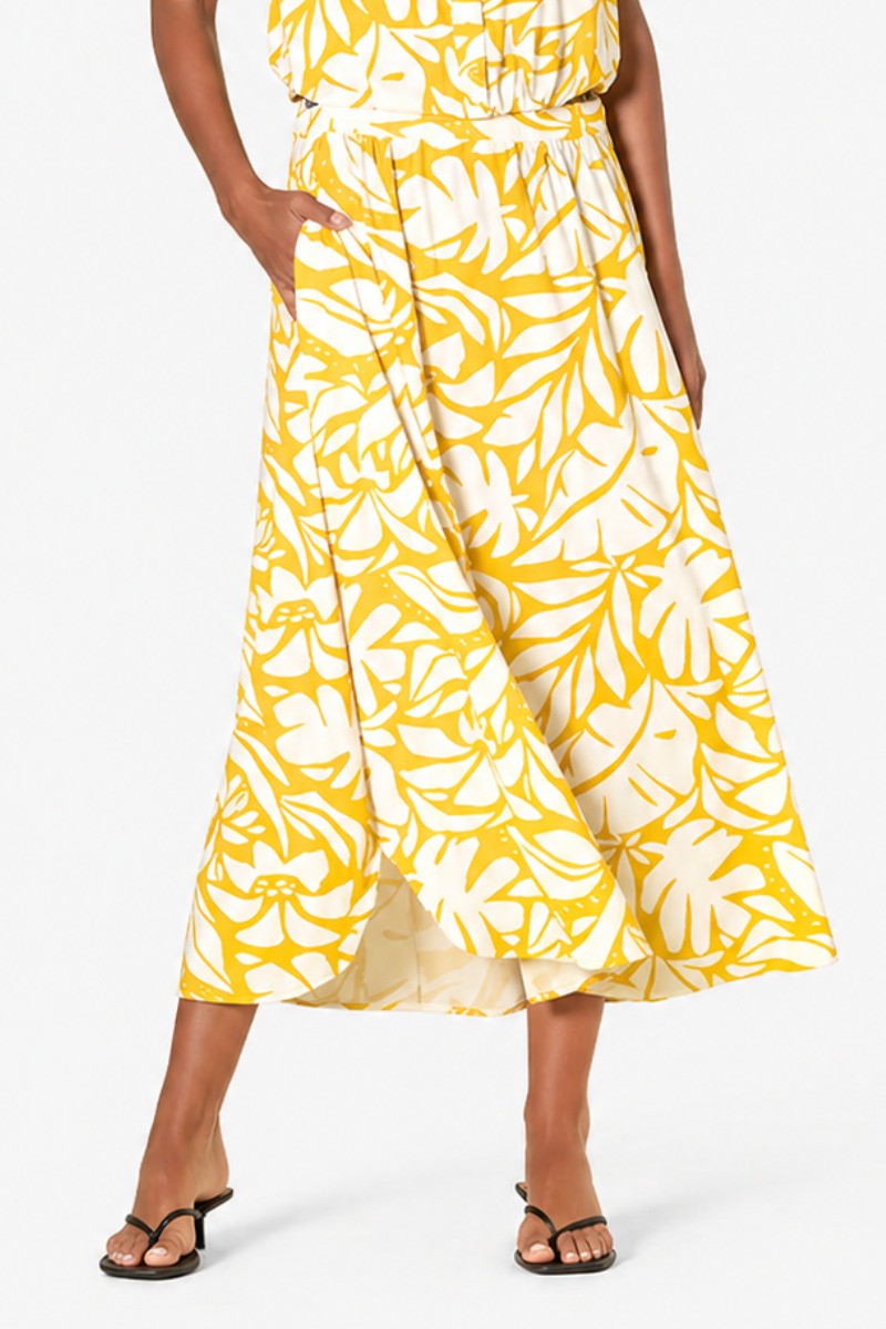 Saia Rüga com padrão floral amarela