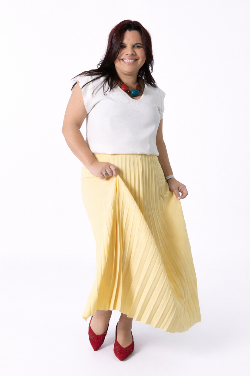Saia Plissada Lara Amarelo