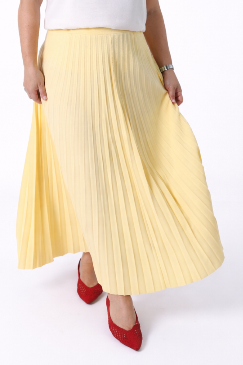 Saia Plissada Lara Amarelo