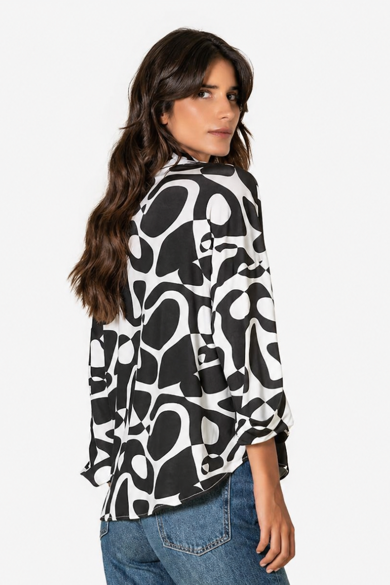 Blusa Rüga com padrão geométrico Preta