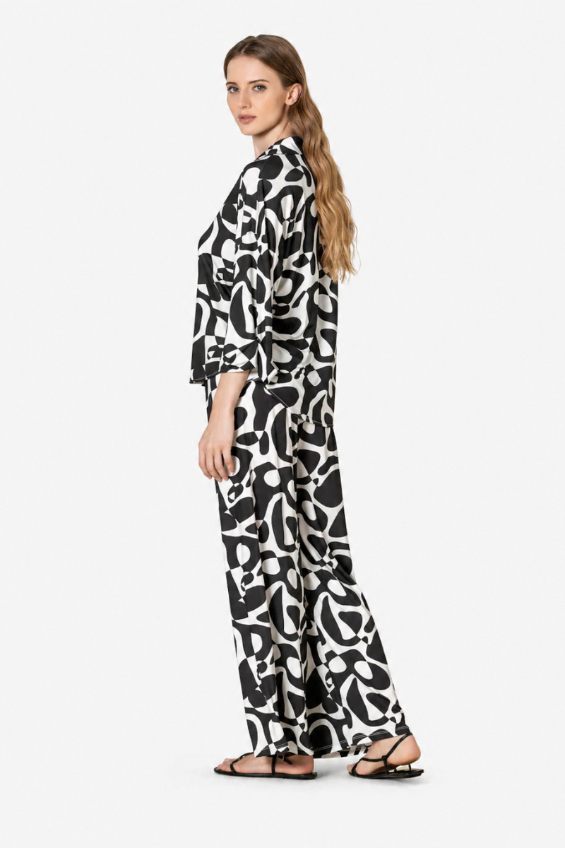 Blusa Rüga com padrão geométrico Preta