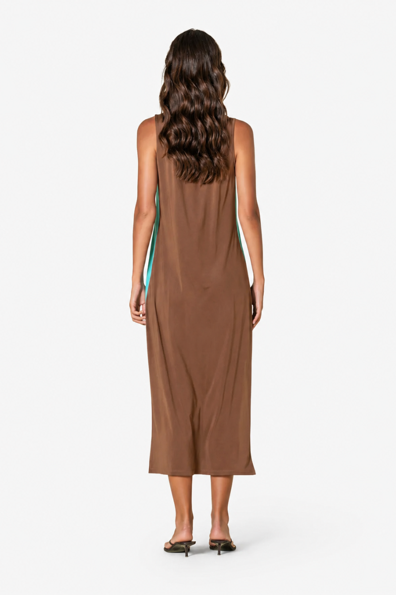 Vestido Rüga Barra Lateral Castanho