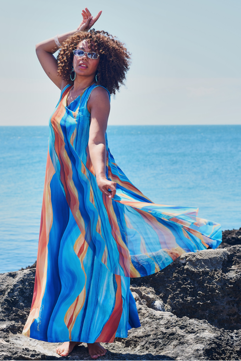 Vestido Tropical Brasil A(MAR) Azul
