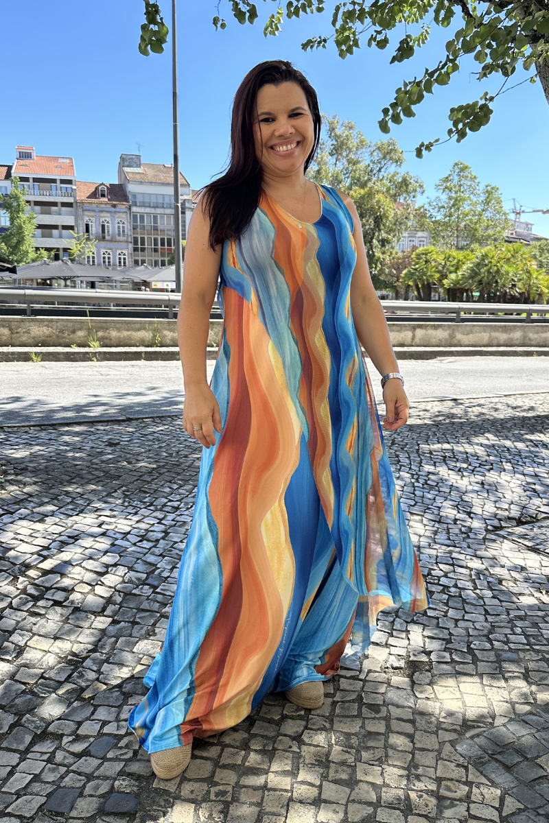 Vestido Tropical Brasil A(MAR) Azul