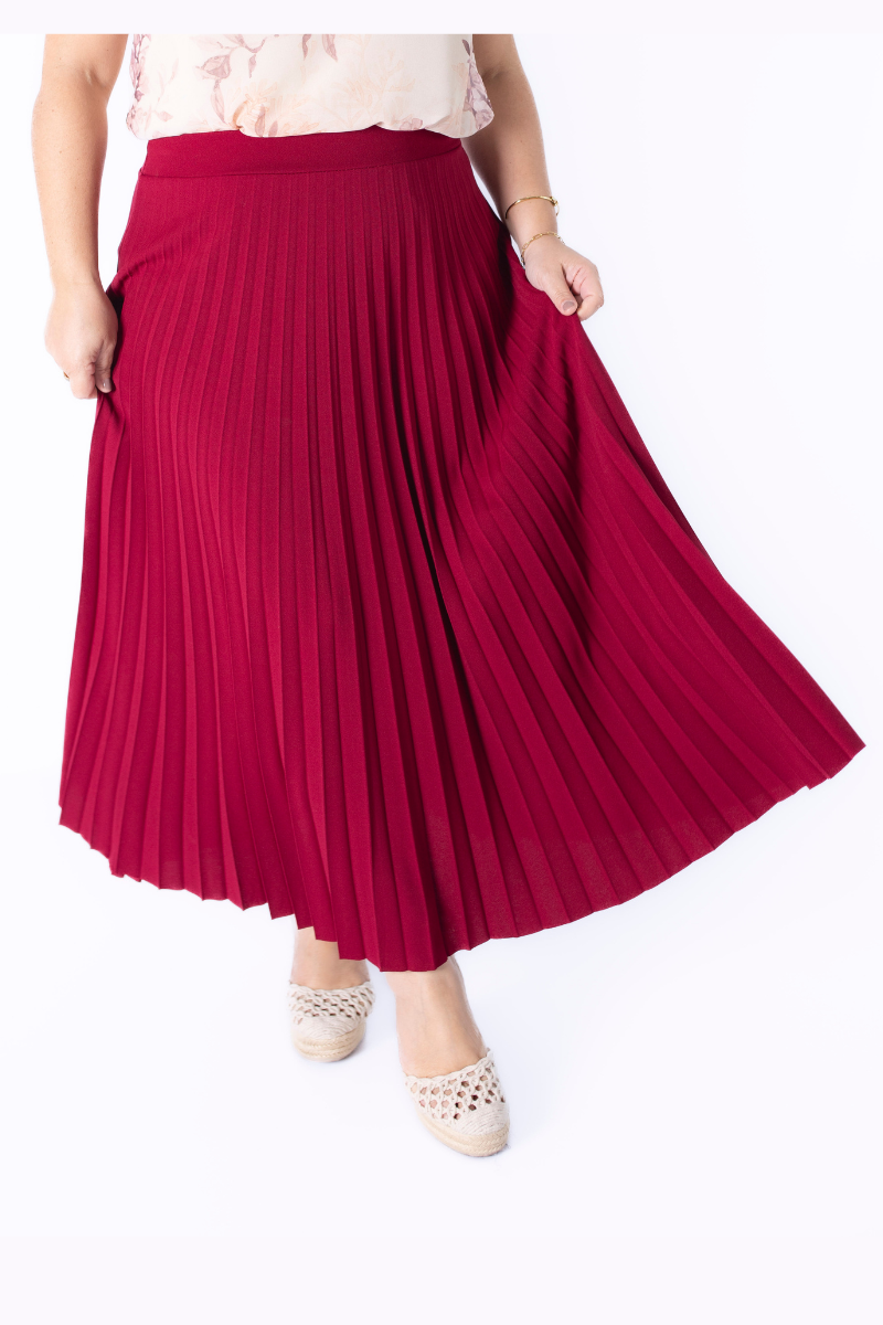 Falda Plisada Lara Burdeos