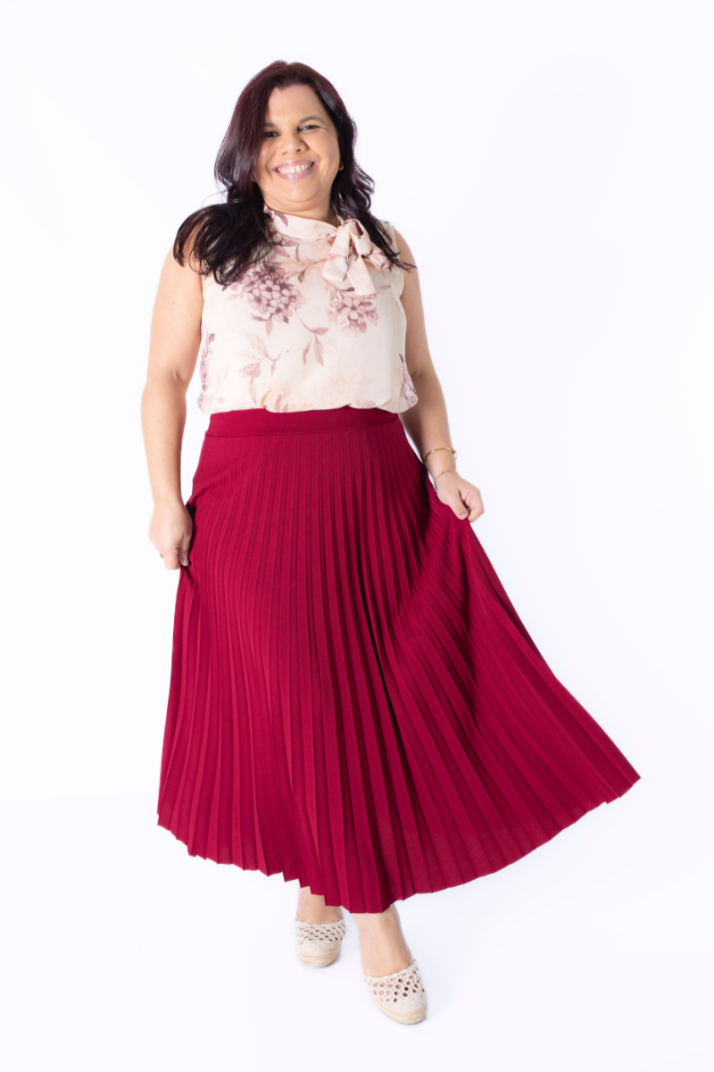 Falda Plisada Lara Burdeos