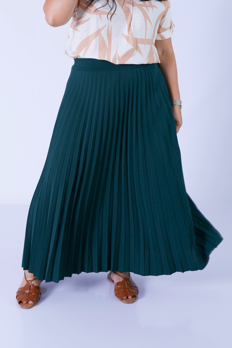 Saia Plissada Lara Verde Floresta