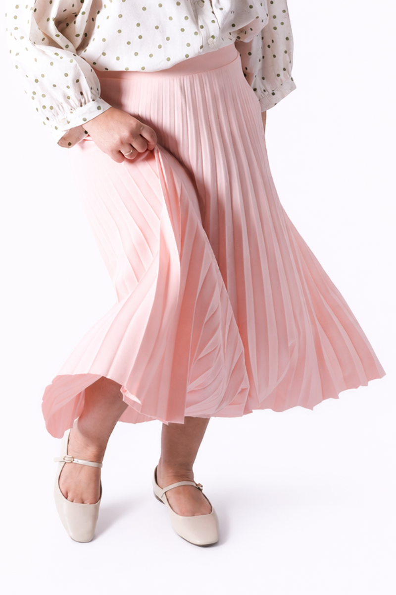 Saia Plissada Lara Pêssego