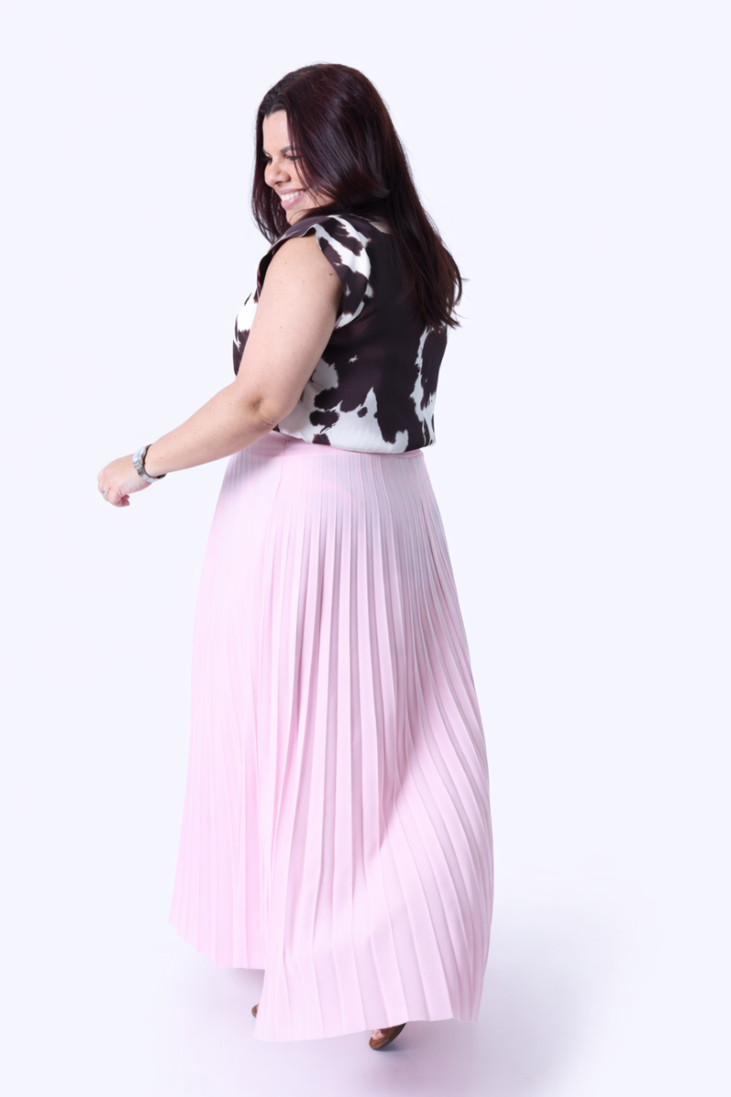 Saia Plissada Lara Rosa