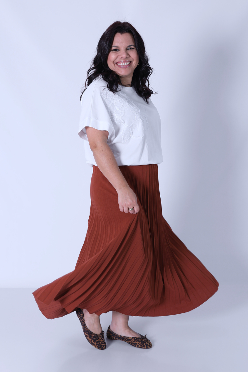 Saia Plissada Lara Telha