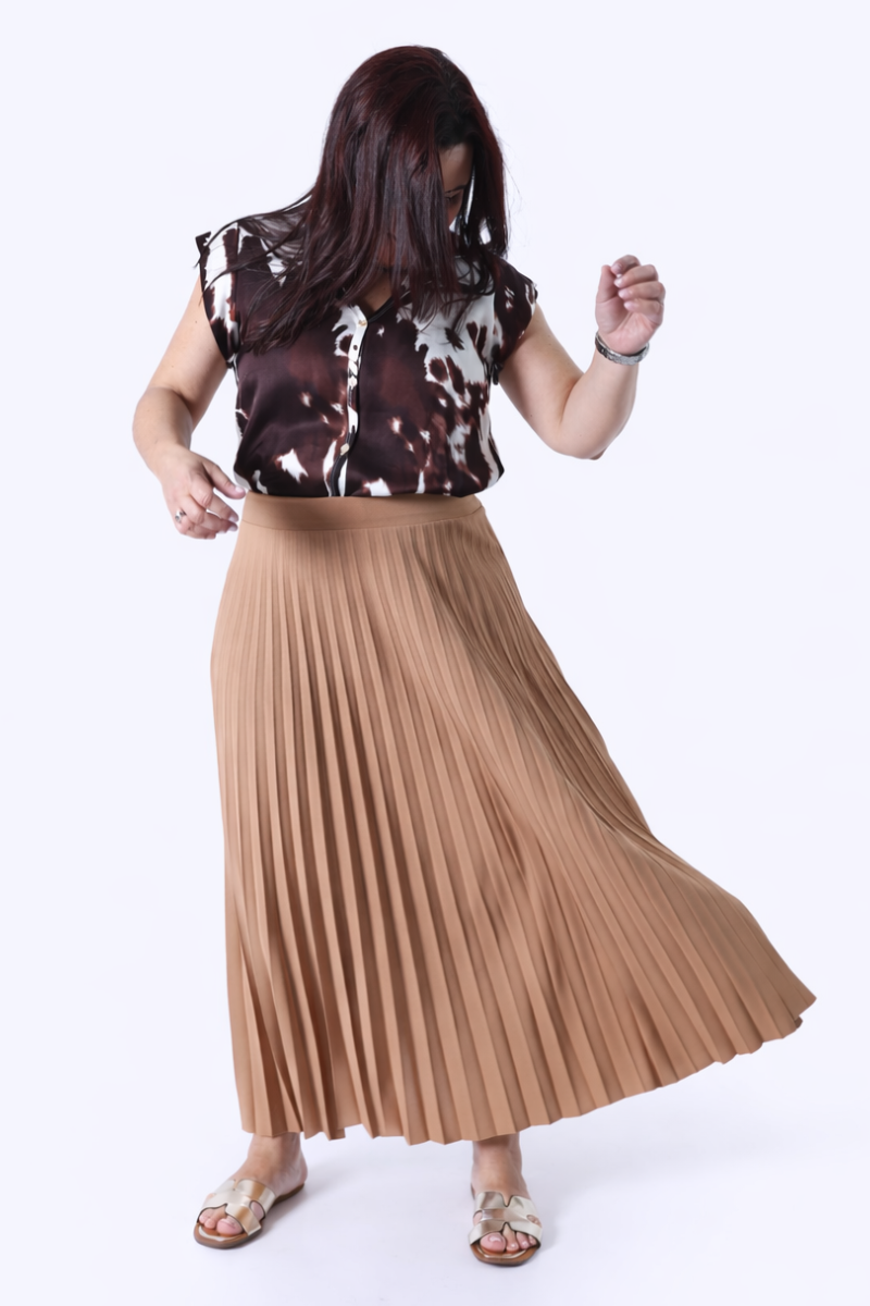 Saia Plissada Lara Camel