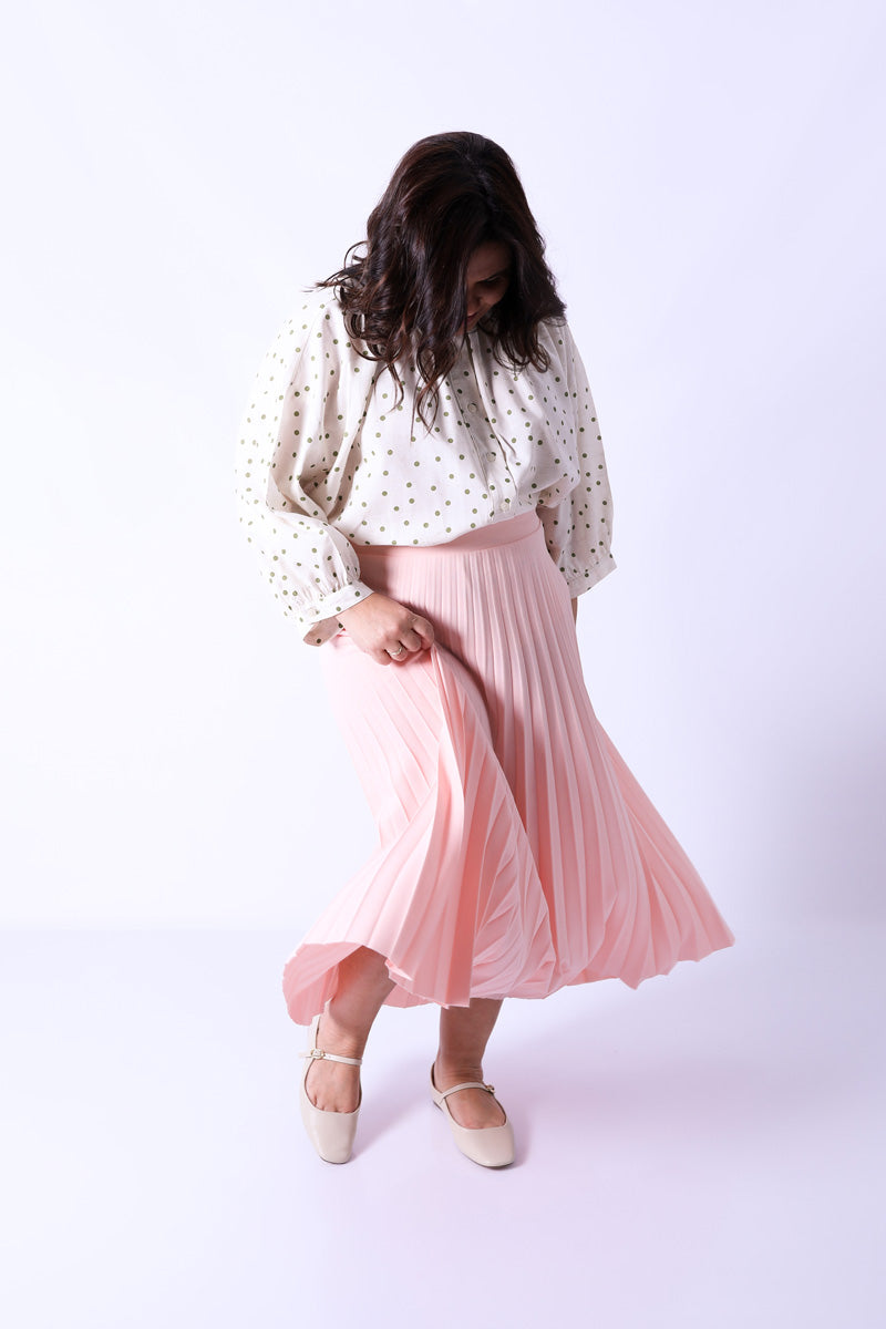 Saia Plissada Lara Pêssego