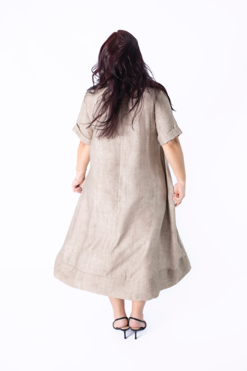 Vestido Topo Canalé con Contraste - RUGA