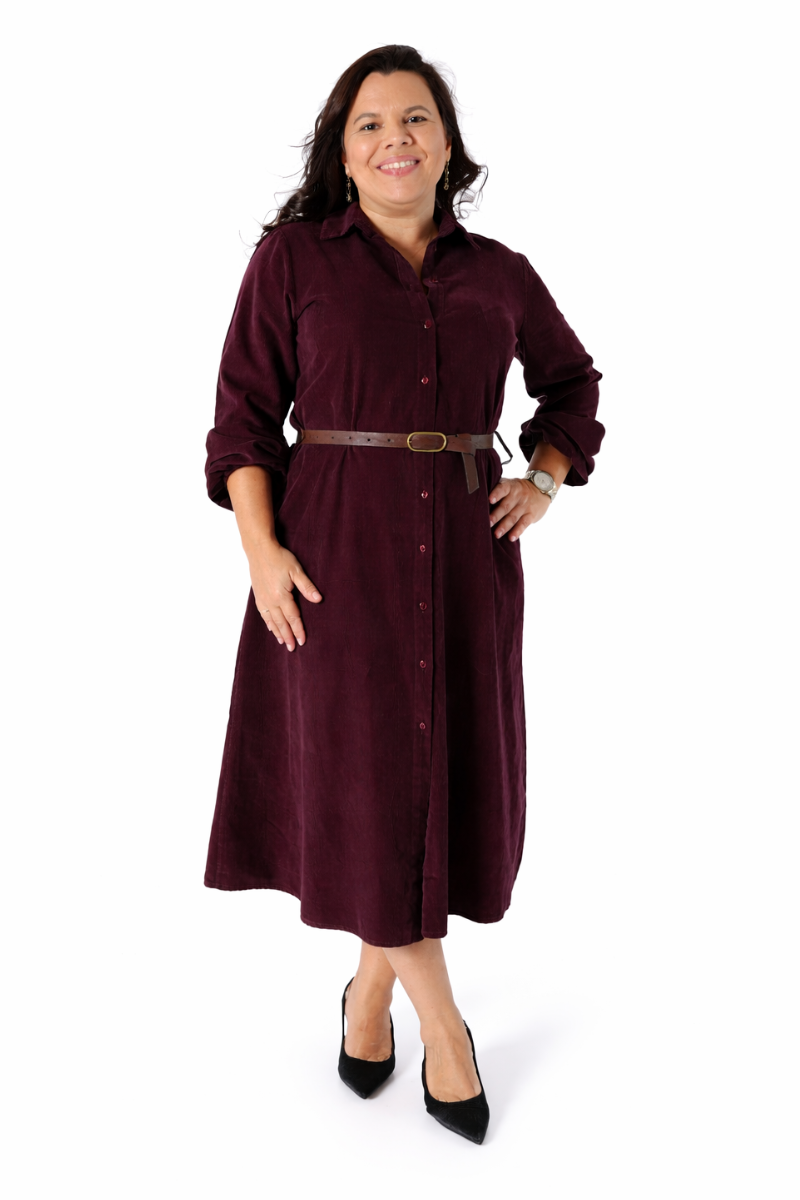 Vestido Rüga Camiseiro Borgonha
